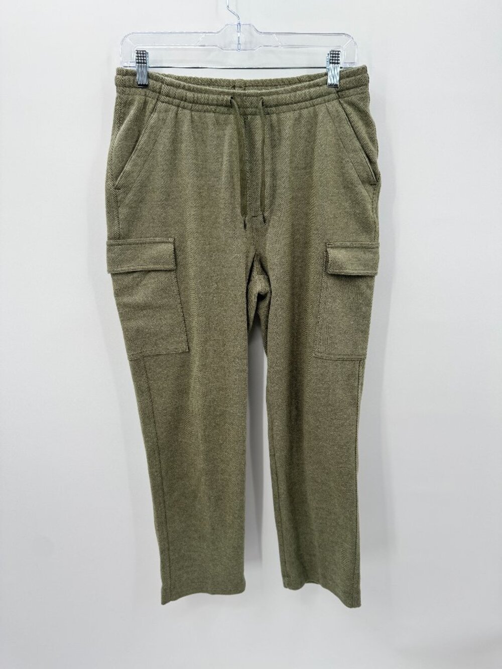 Lands' End Sport Knit Cargo Pants Womens Medium 10-12 Olive Green Straight Leg